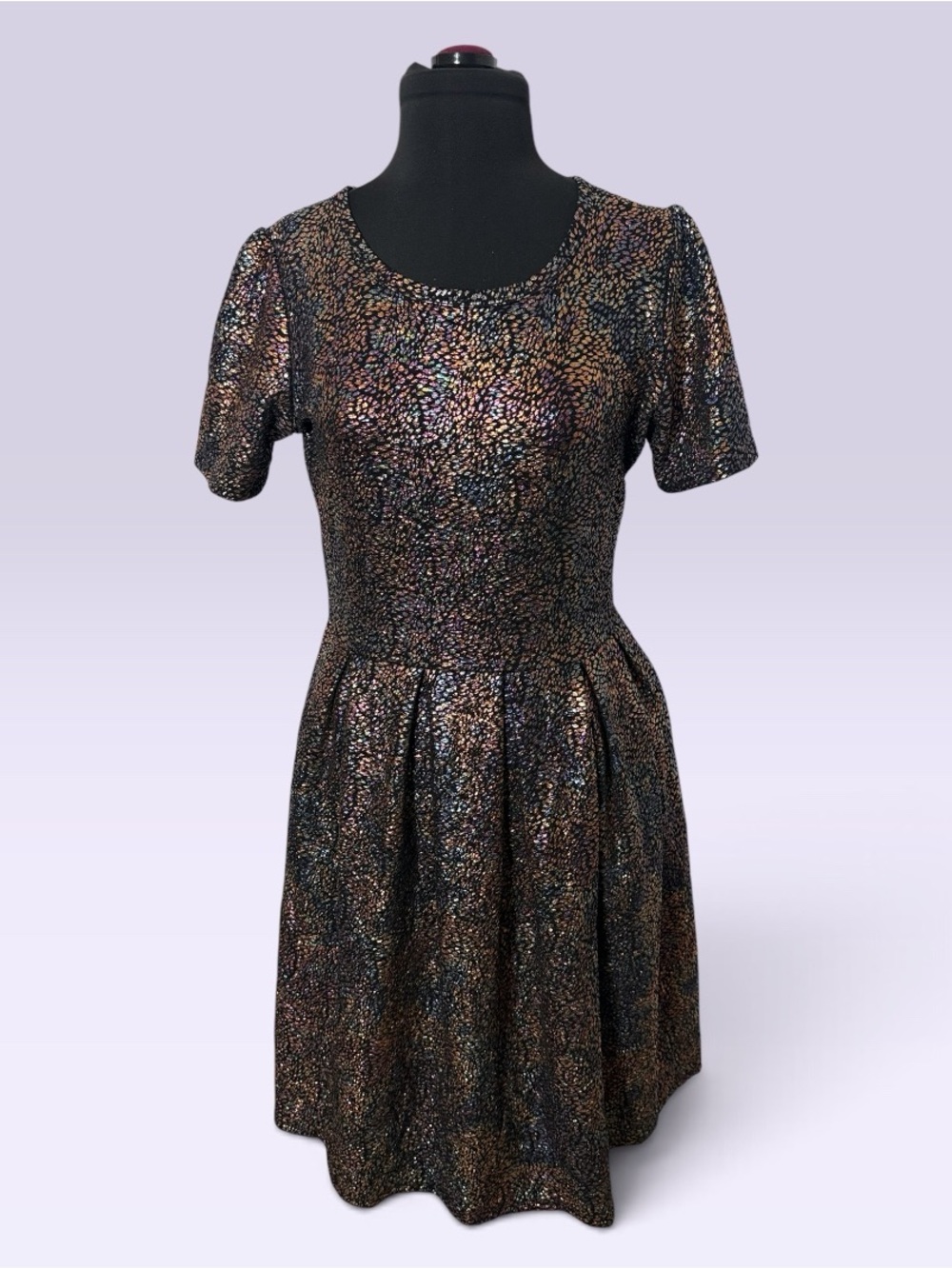 LuLaRoe Black Iridescent Multi-Color Fit & Flare Dress